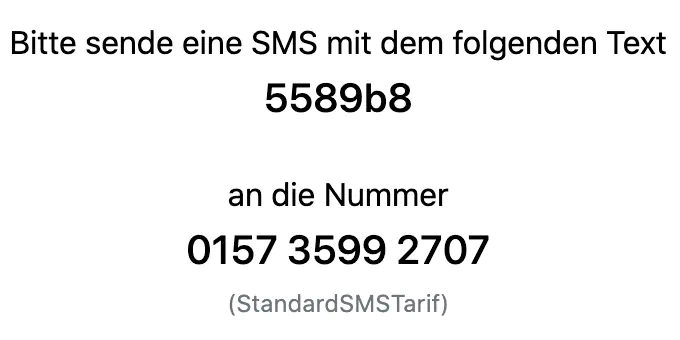 Optionale SMS Verifizierung
